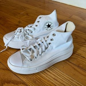 All white platform converse